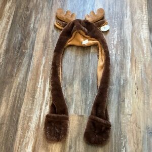 Cozy Brown Antler Kids Hat